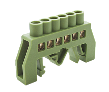 Шинки нулевые латунные универсальные ШНИ 6х9мм 6 отв. цвет зеленый | код DBN-16-06PE | Engard