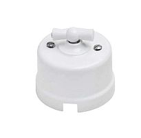 Выключатель поворотный 2-кл. ОП Лизетта 10А IP20 ретро 4 полож. керамика бел. | код B1-202-01 | Bironi