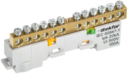 TEKFOR Шина PE земля неизолированная на универсальном держателе 6х9-12-Ж IEK | код TF-NN10-12-DL-K05 | IEK TEKFOR Шина PE земля неизолированная на универсальном держателе 6х9-12-Ж IEK | код TF-NN10-12-DL-K05 | IEK