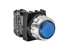 Кнопка круглая выступающая, синяя (1НО), H100HM | код H100HM | EMAS