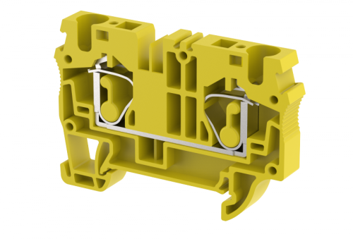 Клемма проходная пружинная 6 мм2, на 2 подключения, желтая SQ6-YELLOW | код 2104010004 | Elmex