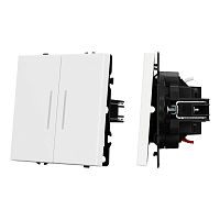 Механизм выключателя двухклавишный проходной LED SWT-NOBE-MKP2-SFPL-L-WH 230В 10А Arlight 054240