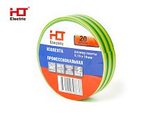 Изолента ПВХ 0,15х19мм 20М (уп./10 шт) желто-зеленая HLT | код 084-16-026| HLT