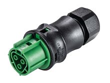 Розеточный разъем на кабель диам. 6-10 мм, IP68(69k), 3 полюса, винтовая фиксация провода, номинальные характеристики: 250/400V, 20A, цвет контактной вставки: зеленый, цвет корпуса: черный, серия RST Classic | код 96.031.4055.7 | Wieland Се