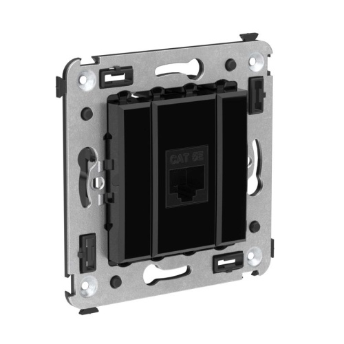 Avanti Компьютерная розетка RJ-45 без шторки в стену, кат.5е одинарная, Черный квадрат | код 4402663 | DKC фото 2