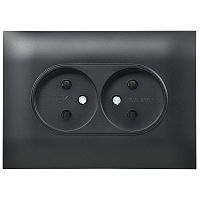 SKANDY Розетка 2-местная без заземления с защитными шторками 10А в сборе SK-R09Bl черный IEKновинка | код SK-R23-10-K02-F | IEK