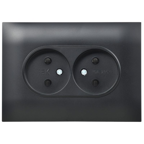 SKANDY Розетка 2-местная без заземления с защитными шторками 10А в сборе SK-R09Bl черный IEKновинка | код SK-R23-10-K02-F | IEK