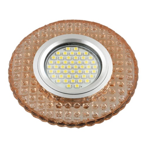 Светильник DLS-L143 GU5.3 GLASSY/LIGHT TEA GU5.3 встраив. доп. светодиод. подсветка 3Вт без лампы стекло Fametto UL-00003885