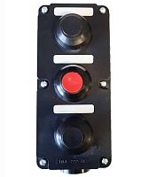 Пост управления ПКЕ 222-3 У2, 10А, 660В, 3 элемента, чёрный и красный цилиндр (с протектором), накладной, IP54 (ЭТ) | код ET012027 | Электротехник