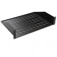 Полка 19., 2U, глубина 350мм, нагрузка 30кг, универсальная, 2 точки крепления, металл, черный | код LN-RAF-RMO-2U35-BL | LANDE