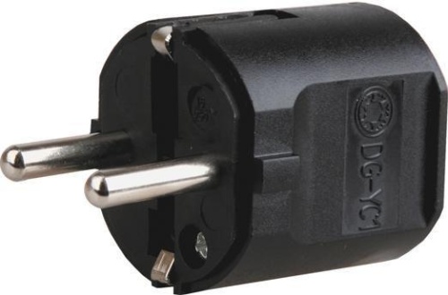 Вилка штепсельная S1-PZ с заземл. черн. (уп.2шт) | код 9357 | Volsten