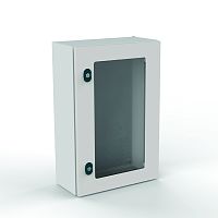 Щит моноблочный 700x500x200мм (ВхШхГ) навесной с монтажной панелью, 1 прозрачная дверь, 2 замка, 1 пластина кабельного ввода, RAL7035, IP66 | код EC050720.P | ETA