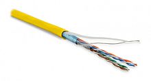 Кабель витая пара экранированная F/UTP категория 5e 4 пары (26 AWG) многожильный (patch) экран - фольга LSZH нг(С)-HF желтый, Hyperline FUTP4-C5E-P26-IN-LSZH-YL-100 (100 м) | код 243617 | Hyperline