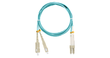 Шнур NIKOMAX волоконно-оптический, переходной, многомодовый 50/125мкм, стандарта ОМ3, SC/UPC-LC/UPC, двойной, LSZH нг(A)-HFLTx, 2мм, аква, 5м | код NMF-PC2M3C2-SCU-LCU-005 | NIKOMAX