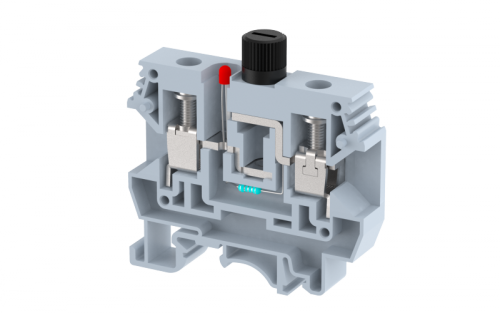 Клемма проходная винтовая 10 мм2 под предохранитель, на 2 подключения, со светодиодом 12 VDC, хаки KUF10D5-K | код 1105260126 | Elmex