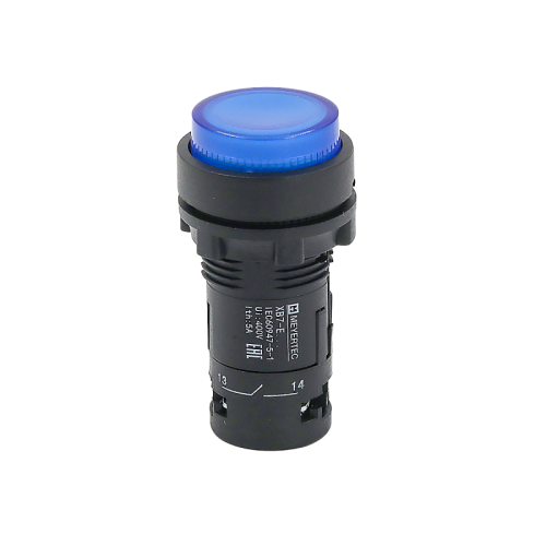 Кнопка синяя выступающая с подсветкой, 1NO, 220V AC, IP54, пластик MTB7-EW36616 | код 132724 | MEYERTEC