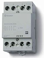 Модульный контактор, 2NO+2NC 63А, контакты AgSnO2, катушка 12В АС/DC, ширина 53.5мм, степень защиты IP20, опции: мех.индикатор | код 226400124610 | FINDER