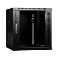 Cabeus SH-05F-12U60/45-BK Шкаф телекоммуникационный настенный 19 12U 600x450x635mm (ШхГхВ) дверь стекло, цвет черный (RAL 9004) | код 8591c | Cabeus