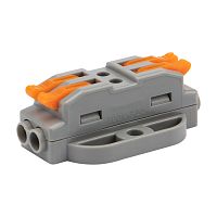 Клемма СМК 222-422P проходная 2 полюса, с монтажной площадкой (0,08-4 мм кв), серая (50 шт./уп.) REXANT | код 07-6262 | REXANT