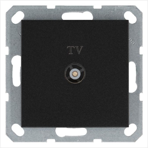 Розетка TV9.5 мм оконечная с накладкой, цвет Антрацит | код G6001B | Jasmart
