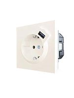 ZIMA Розетка с/з + USB разъем слоновая кость LEZARD | код 704-9088-181 | LEZARD