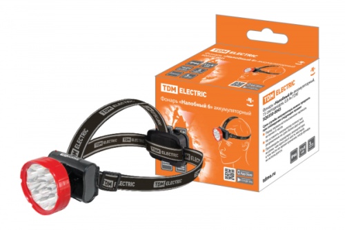 Фонарь «Налобный 6» аккумуляторный, 15 светодиодов, 0,8 Ач TDM | код SQ0350-0045 | TDM