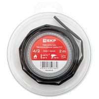 Термоусаживаемая трубка ТУТ нг 4/2 черная ролик 2 м EKF | код tut-4-b-b | EKF