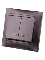 Выключатель 2 кл. с подсветкой 10А шоколад Лама TDM | код SQ1815-0505 | TDM