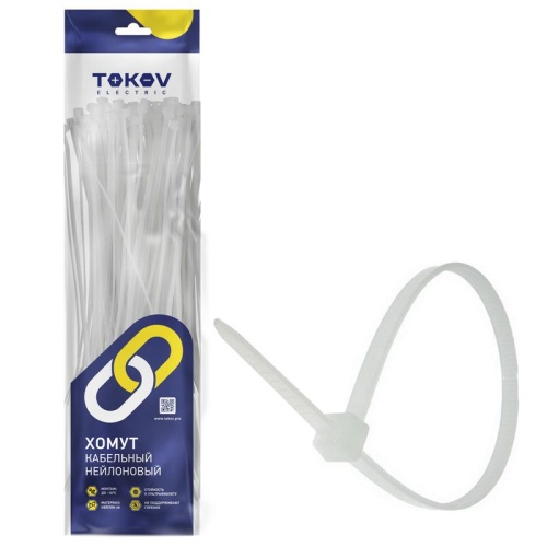 Хомут кабельный нейлоновый бел. 4.8х200 (уп.100шт) | код. TKE-HNS-4.8-200-W/100 | TOKOV ELECTRIC Хомут кабельный нейлоновый бел. 4.8х200 (уп.100шт) | код. TKE-HNS-4.8-200-W/100 | TOKOV ELECTRIC