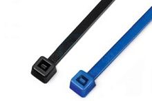 Стяжка нейлоновая неоткрывающаяся 435x8.8 мм устойчивость к химическому воздействию ультрафиолетовому (UV) и гамма-излучению безгалогенная (HF) малодымная (LS) цвет синий (100 шт), Hyperline GT-430HD-TF | код 45680 | Hyperline