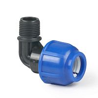 Отвод компрессионный наружн. резьба PN16 d20х1/2дюйм для ПЭ труб | код 11548 | RTP