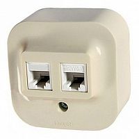 Розетка 2xRJ11+RJ45 Cat.5 QUTEO, слоновая кость | код. 782251 | Legrand