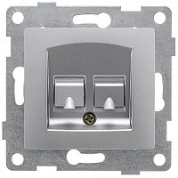 GUSI Bravo механизм розетки телефонной RJ12, двойной, скрытая установка. Цвет серебро. | код С10Т2-004 | GUSI ELECTRIC