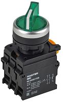 Переключатель с подсвесткой на 2 положения 1NO+1NC зелёный MASTER IEK | код MI-SW60-11XD-3-14-2-K06 | IEK