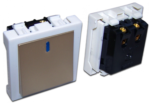 Выключатель 2-контактный, одноклавишный 45х45, бронза | код LAN-EC45x45-S11-BRZ | LANMASTER