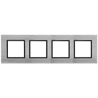 Рамка на 4 поста, металл, Эра Elegance, сталь+антр, 14-5204-41 | код Б0034563 | ЭРА