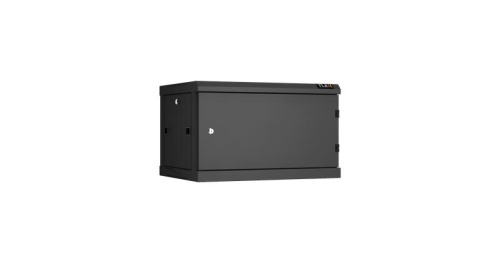 Настенный разборный шкаф TLK 19, 6U, металлическая дверь, Ш600хВ370хГ450мм, 2 пары монтажных направляющих, черный | код TWC-066045-R-M-BK | TLK
