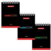 Блокнот МАЛЫЙ ФОРМАТ (75х105 мм) А7, 40 л., гребень, картон, клетка, BRAUBERG, Черный стиль, 129855 | код 129855 | BRAUBERG