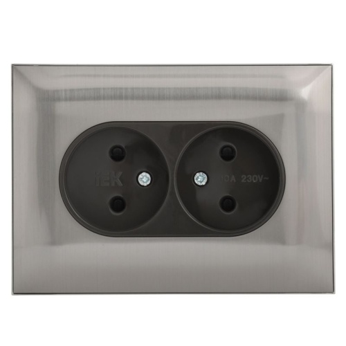 Розетка 2-м SKANDY 10А без заземл. защ. шторки в сборе SK-R09N никель IEK SK-R23-10-K50-F